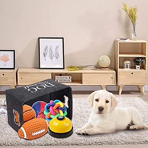 ULTECHNOVO Dog Toy Storage Box Felt Basket with Metal Handles Large Portable Pet Supplies Organizer 15.35X11.02X8.66In Lightweight Sundries Storage Container for Home and Travel - Image 3