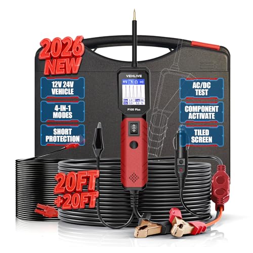 P100 Plus Automotive Power Circuit Probe,12V 24V Car Automotive Diagnostic Test Tool, Digital Volt Ohm Meter,Circuit Tester, Circuit Fault Finder w/ 40FT Cable & Tilted Screen