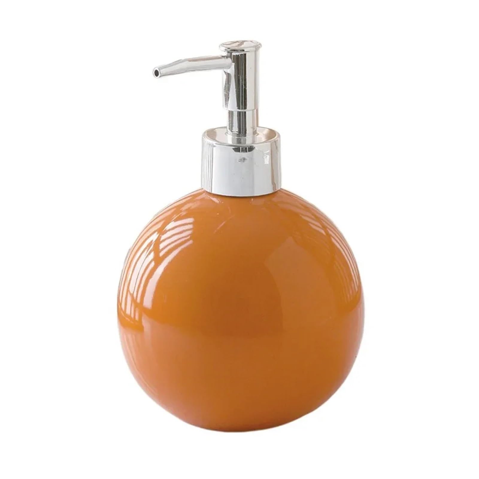 Ceramic Soap Dispenser Portable Ceramic Hand Soap Bottle Refillable Reusable Sanitizer Dispenser Round Leakproof Liquid Container Bathroom(Orange)