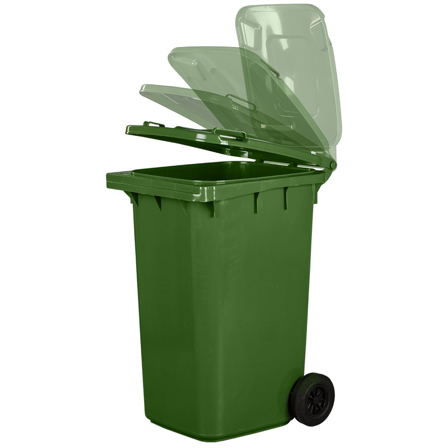 Jestic Mülltonne 120 240 mit leisen Gummirädern, für Mülltrennung, Recycling innen außen, EN840 (240 Liter, grün)