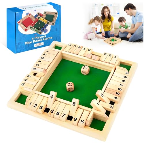 Juego de Dados de Shut The Box, Juego de Mesa de Madera con 2