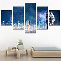 SIGNWIN 5 Panel Canvas Wall Art Modern Art Astronomy & Space Contemporary Cosmic Dramatic Mixed Media Multicolor for Home Decorations Ready to Hang - 60