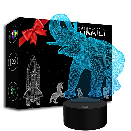 YiKAiLi 3D Elefante Lámpara de Ilusión LED Animal Luz de Noche Cover