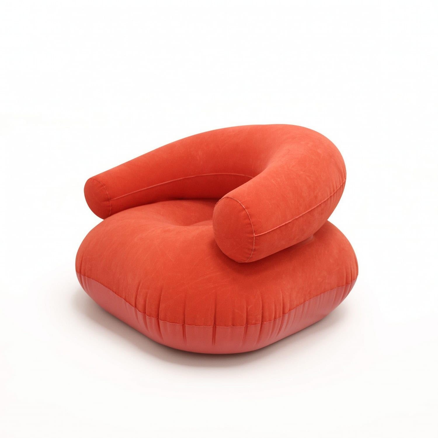 Flocked Inflatable Sofa Low-Rise Inflatable Lounger Comfy Inflatable Couch Portable for Students, Campers, Dorm Room, Balcony, Camping, Orange Red, Color Box-image-24