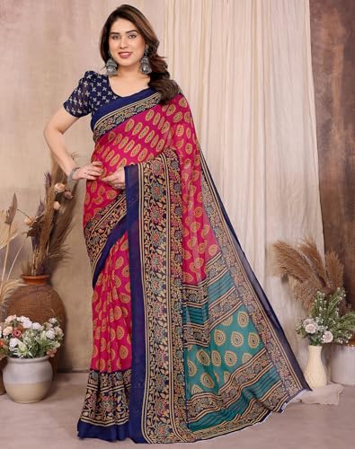 Image of Yashika Women's Georgette Saree with Blouse Piece for Traditional Ethinic Wear Sari