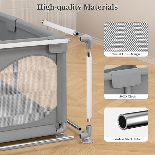 Valquid Baby Playpen, 180X150cm Extra Large Play Pen Babies and Toddlers with Impact Foam and Breathable Mesh, All-Around Safety for Baby, Perfect for Indoor & Outdoor - Image 4
