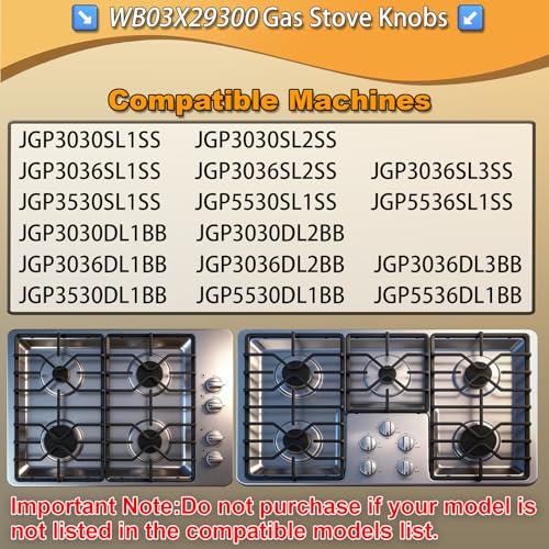 Image of Upgraded Metal WB03X29300 for GE Stove Knobs Replacements,Stainless Steel Finish,Compatible with JGP3030SL1SS JGP3030SL2SS JGP3036SL1SS Surface Burner Control Knobs, Gas Cooktop Replaces