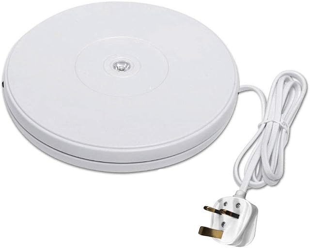 fotoconic Motorized Rotating Display Stand, 10 Inches Electric Turntable with LED Light, White Revolving Base, 10kg/20pounds Centric Loading for Jewelry, Collectible Display