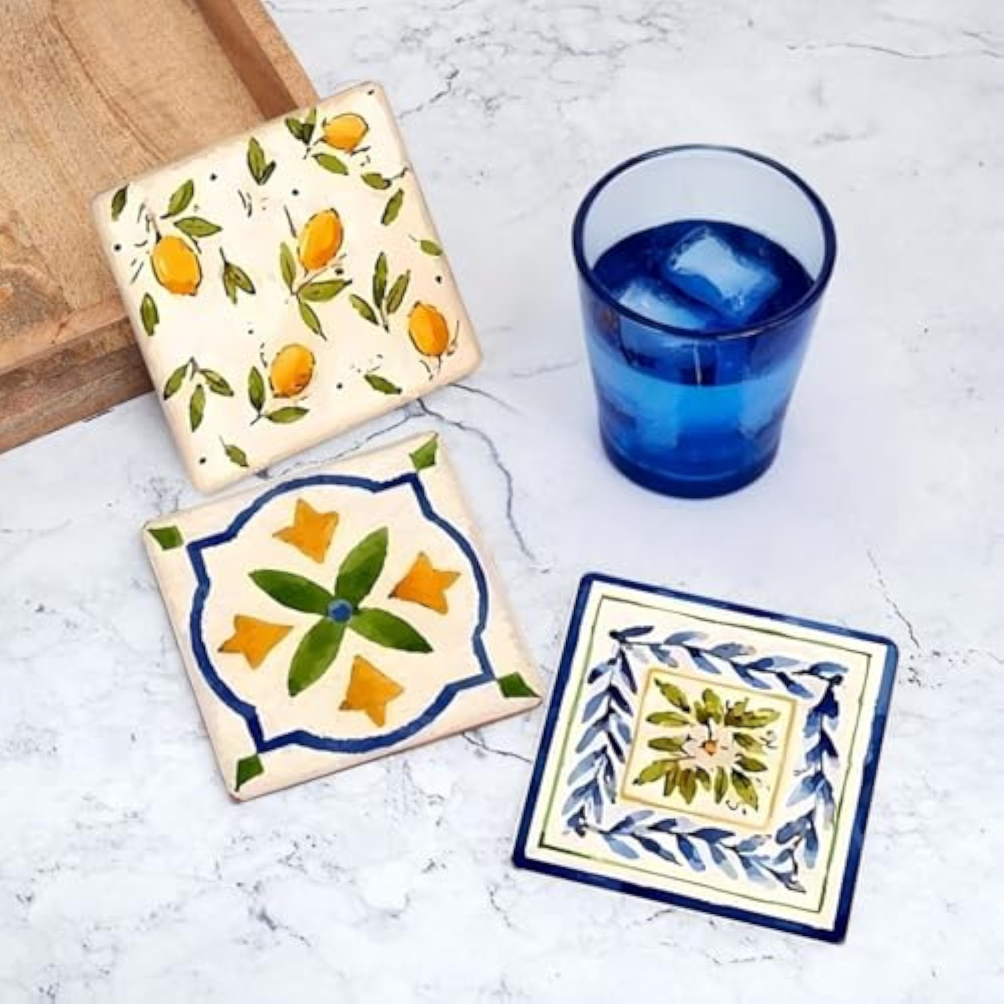 MDF Lemon Printed Tea Coaster Set of 6