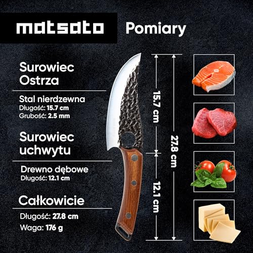 Matsato Nóż | Japońskie noże kuchenne ze stali. Profesjonalny wysokiej klasy nóż szefa kuchni 14,7 cm. Antypoślizgowy, ergonomiczny uchwyt, pudełko upominkowe. Idealne prezenty dla mężczyzn, prezent