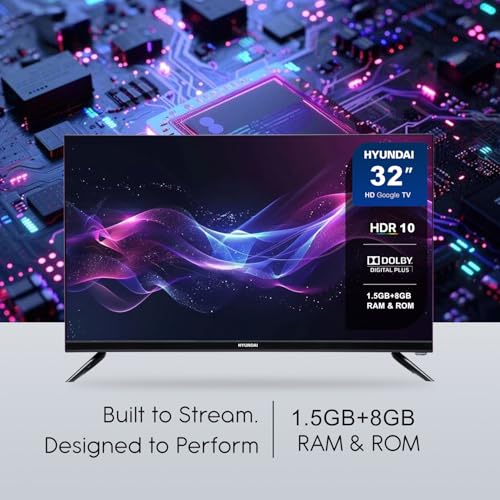 Image of HYUNDAI 32 Inch Google LED TV (SHY32HGV05R4) | HDR10 | Voice Remote | Dolby Plus Sound | Built-in Chromecast | Google Assistant | Bluetooth | HDMI x2 | USB x2
