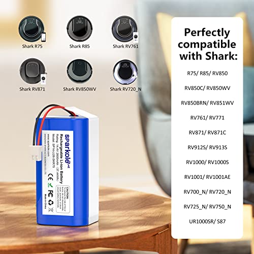 Image of 14.4v RVBAT850 Replacement Battery for Shark Ion RV850, R75, R85, RV850C | 2600mAh Li-ion Battery for Shark AV751, AV752, AV753, RV761, RV871, RV912S, RV720 N, RV700 N, RV1001AE Vacuum Cleaner