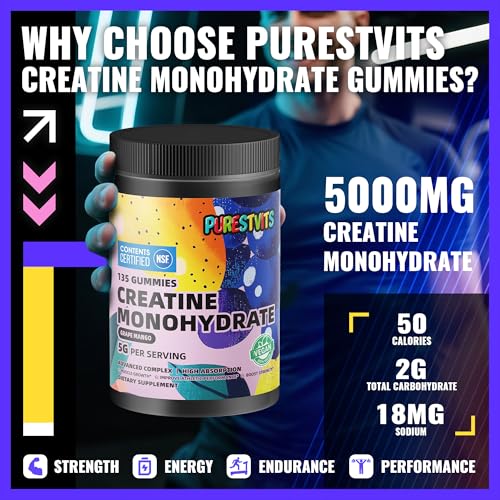 Image of NSF Certified Creatine Monohydrate Gummies for Men &Women.Grape Mango
