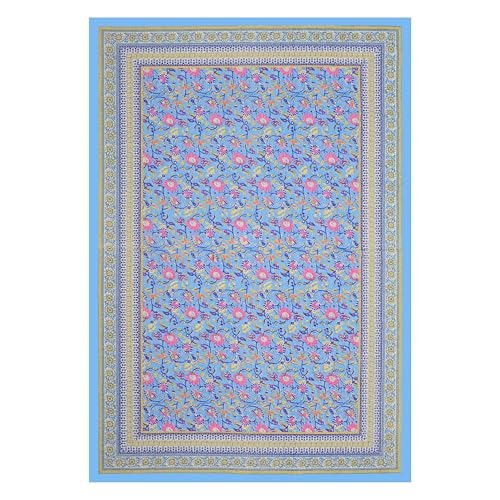 Image of 100% Cotton Single Bedsheet with 1 Pillow Cover | 240 TC Pure Cotton Flat Bed Sheet | Traditional Jaipuri Printed Bedding Set | Soft & Breathable | 60 x 90 Inch (Rangmahal Single 07)