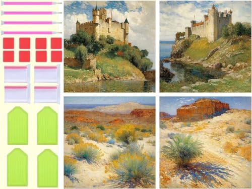 Lot de 4 diamond painting adulte 80x80cm | Peinture diamant 5d abstrait pour décoration murale