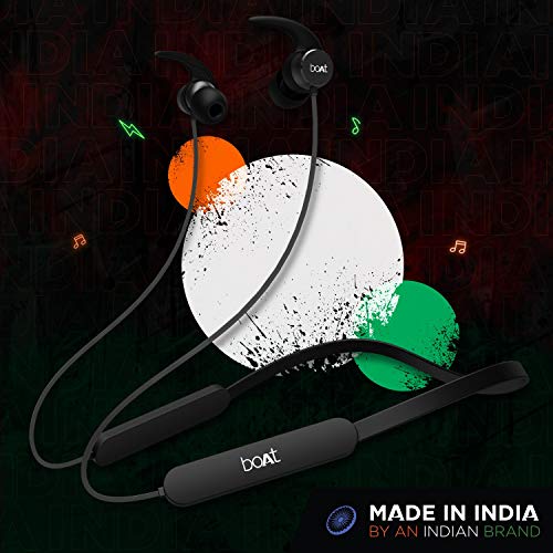 Image of Boat Rockerz 255 pro: Made in India in-Ear Bluetooth Neckband Earphones with Mic(Active Black Indi)