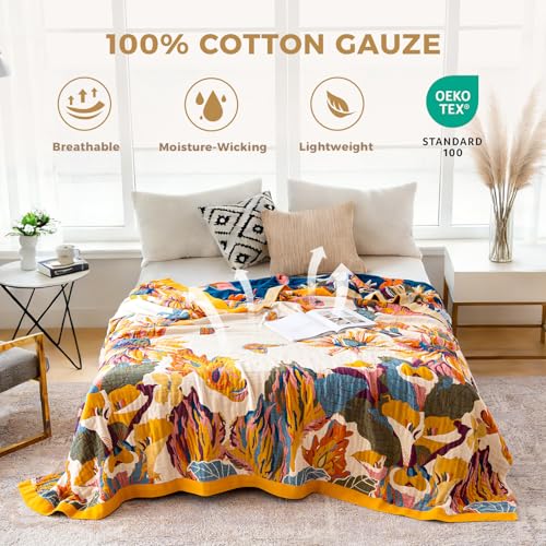 Image of LUTBM Boho Throw Blanket for Couch 50 inchx60 inch, 100% Cotton Fall Bed Blankets