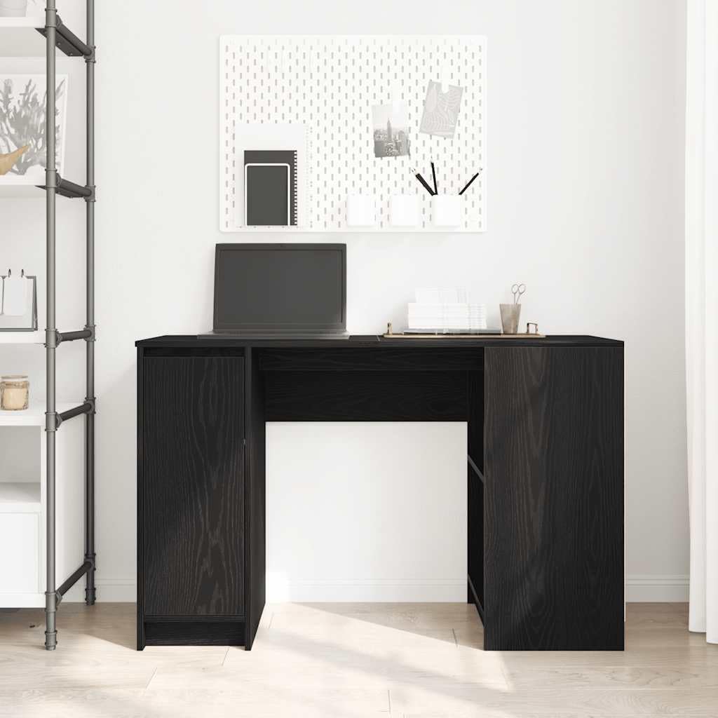Scrivania Porta PC Rovere Nero 120x42x76 cm in Legno Tecnico | Tavolo da lavoro salvaspazio con scomparti integrati, ideale per organizzare studio, soggiorno o ufficio domestico.