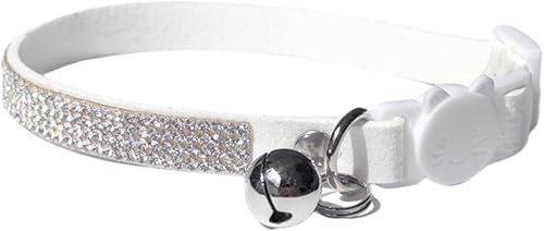 Miniatura 9 de Collar de gato pequeño con diamantes de imitación, hebilla de seguridad con campana, collar de gatito de diamantes de liberación rápida para niñas,