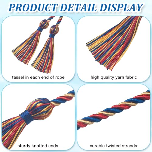 Image of ONUPGO Gold Royal Blue Red Graduation Cord, Graduation Honor Cords Rayon Braided Tassel Cord for 2026, 68 inch Polyester Yarn Long Robe Honor Rope for Graduation Students, Bachelor Gown