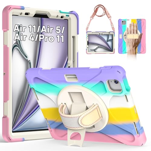 Protection iPad Air 11 M4 Antichoc Rose Coque iPad Pro 11 Robuste Dragonne