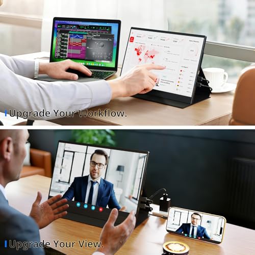 Image of AYY 4k Portable Monitor Touchscreen, 13.4 inch 3840x2160 Second Screen 100% sRGB,400cd HDR USB C Ultra Slim IPS Laptop Monitor, for Mac Switch