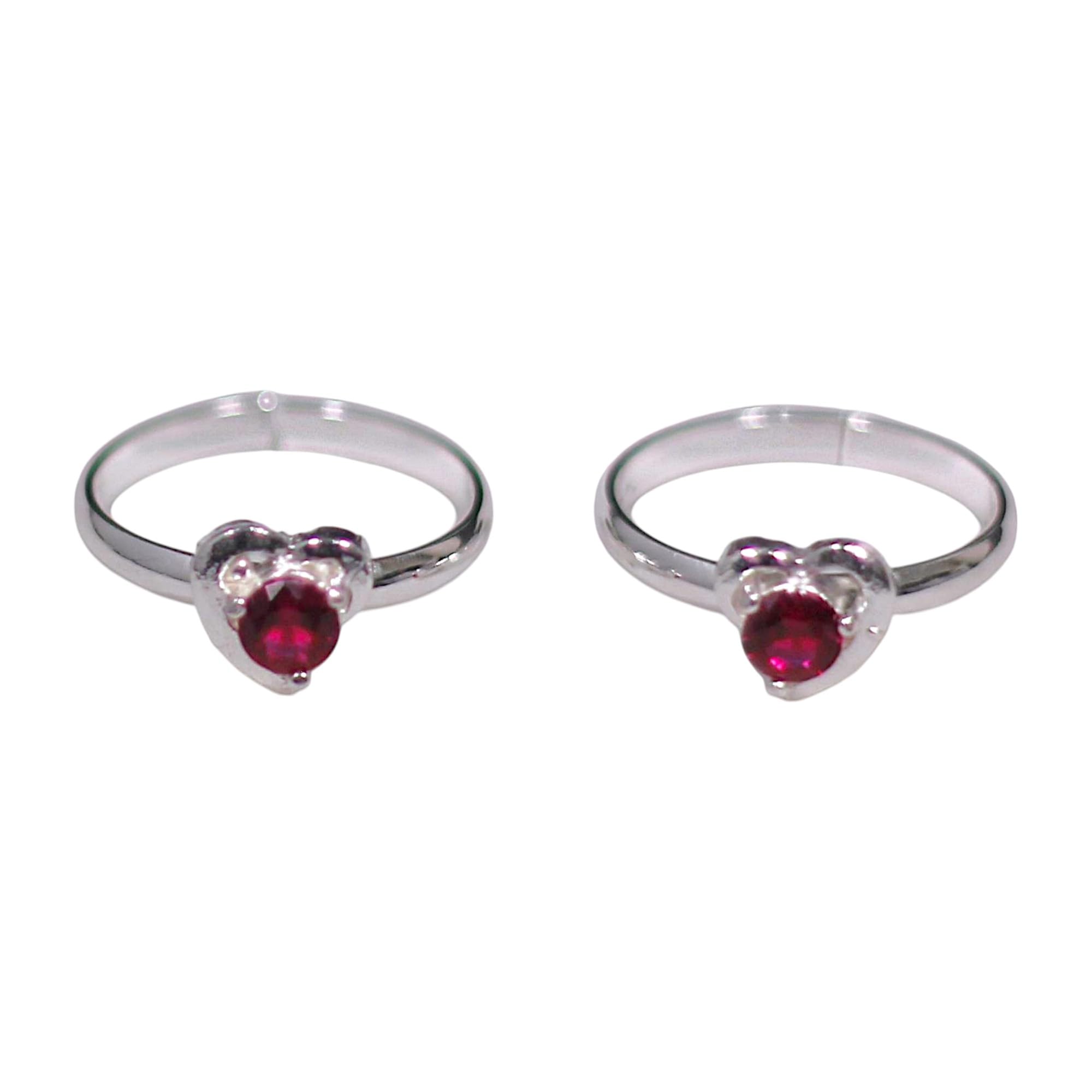 taraash 925 Sterling Silver Heart Shaped with Pink CZ Toe Ring for Women-picture-3