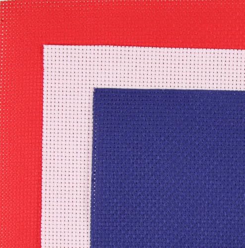 Image of KCS 3 pc of 15 inch x 18 inch(38cmx45cm) Counted Cross Stitch Cotton Aida Cloth Needlework Rolled Fabric Box,18CT,Royal Blue+Pink+Red