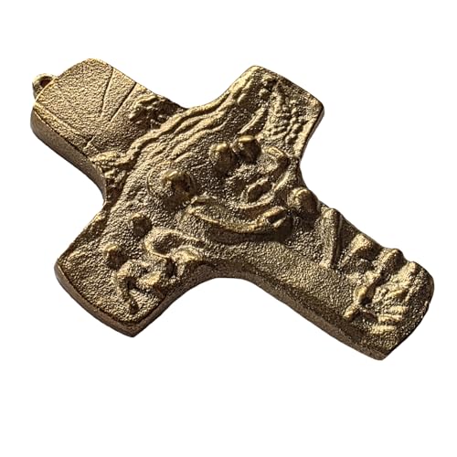 Cruz de pared de bronce macizo oro para comedor y primera comunión 4