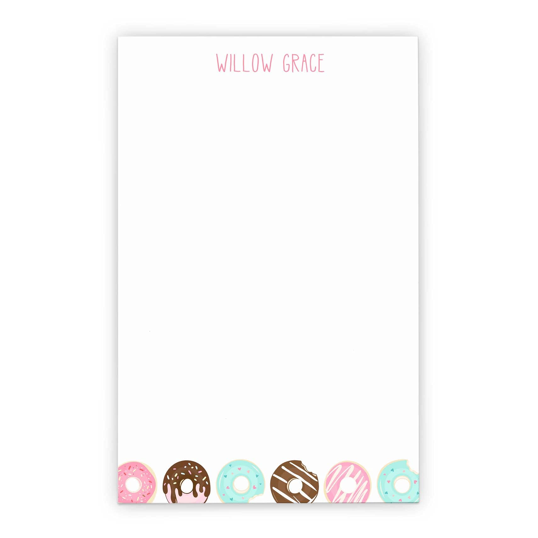 Cute Donut Notepad Set, Personalized Donut Stationary Paper with Envelopes Set, Girls Stationary Set for Writing Letters, Size 5.5in x 8.5in, 50