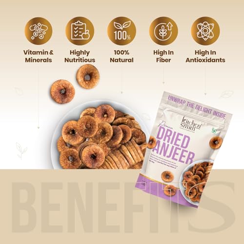 Image of KitchenSmith Premium Anjeer Dry Fruit - Pack of 2 (250gm Each) | Natural Anjeer, Figs & Dried Fig - Rich In Vitamins, Fiber, Calcium & Iron | Ideal For Healthy Snacking, Dieting & Breakfast