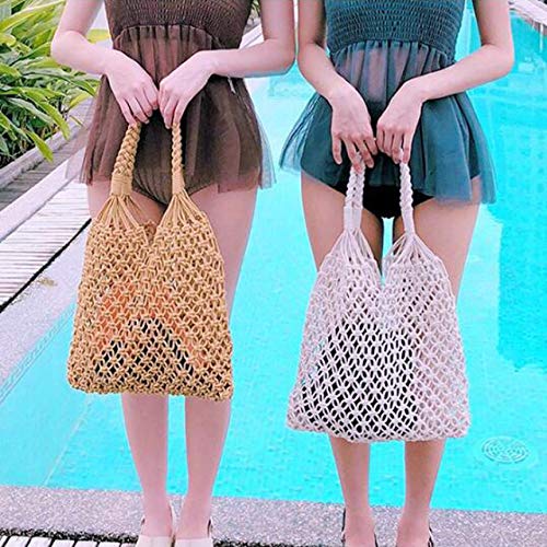 Ayliss Handmade Straw Bag Travel Beach Fishing Net Handbag Shopping Woven Shoulder Bag for Women2