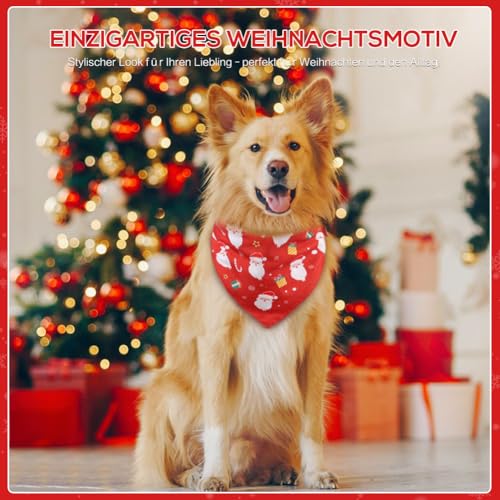 SZEE 2 Stück Hundehalstuch Weihnachten,Hunde Bandana-Festliches Halstuch für Hunde & Katzen mit Santa- und Tannenbaum-Motiv, Weiches Kopftücher Waschbarer Hundehalstücher, Ideale Haustiergeschenk, XL