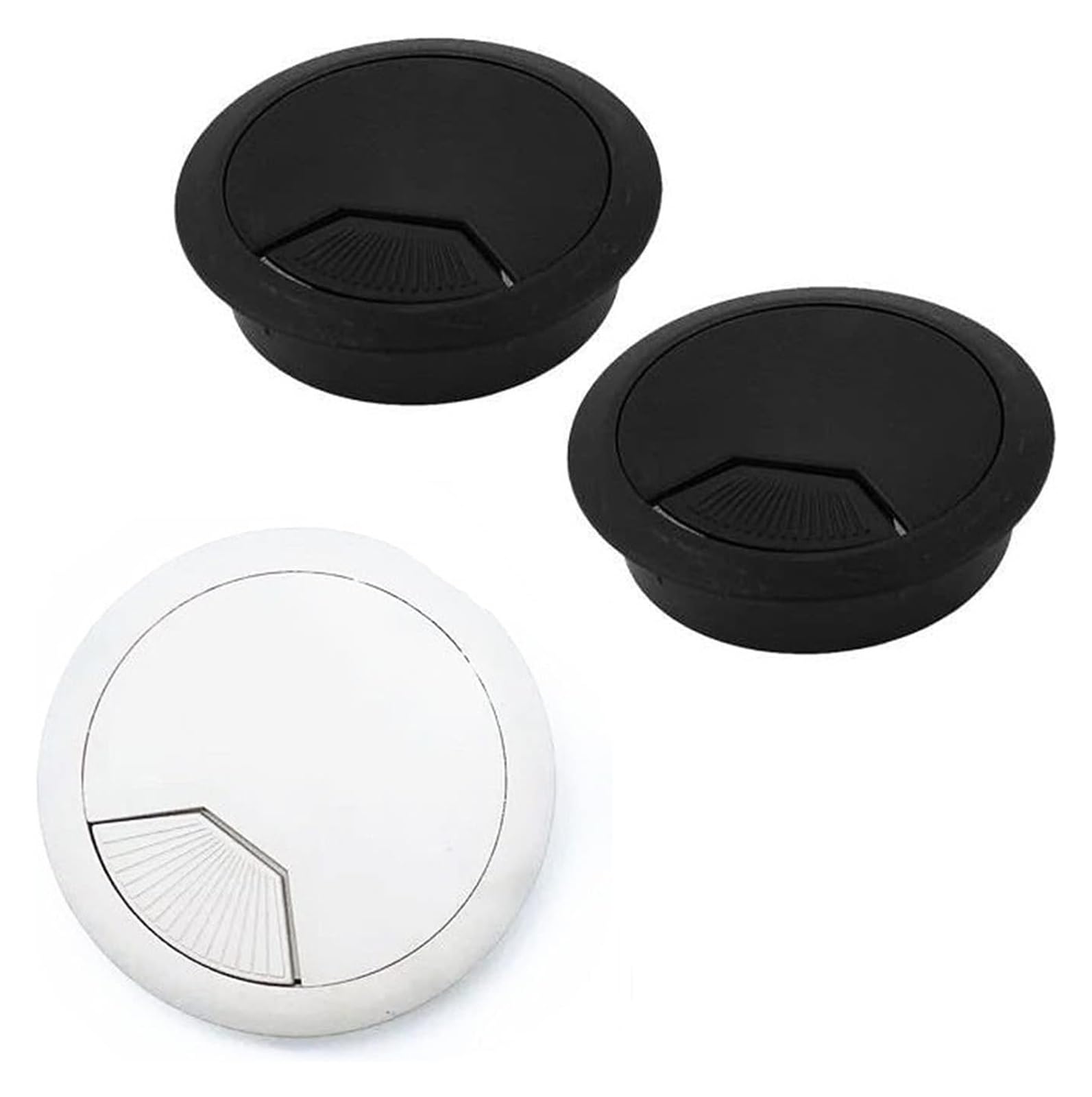 Occhiello da scrivania, passacavo, 10 pezzi, 60 mm, 53 mm, 50 mm, copertura per foro del cavo (nero, 50 mm)