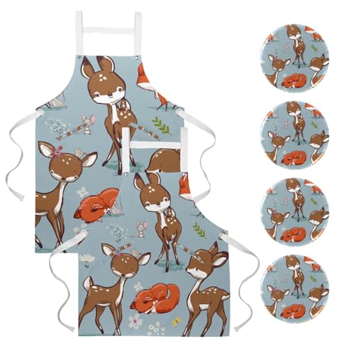 Lot de 2 tabliers de cuisine et serveur avec 4 broches pour bar et bistrot
