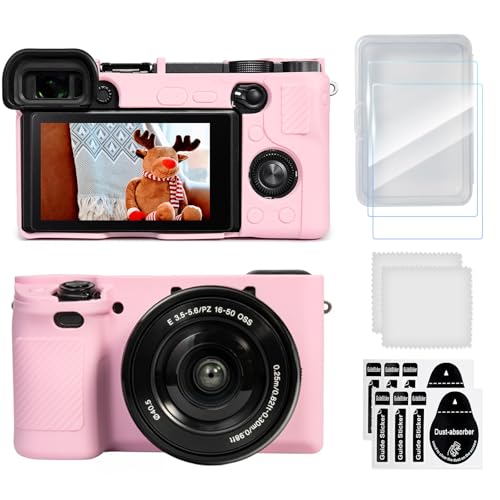 TYUANDOUER A6400 A6300 Étui pour appareil photo et kit d'accessoires de protection d'écran LCD, étui en silicone souple pour appareil photo numérique Sony...