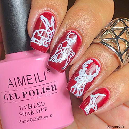 AIMEILI Roter Nagellack UV LED Gellack ablösbarer Dunkelroter Nagellack 10ml - Red Vixen (010) – Bild 5