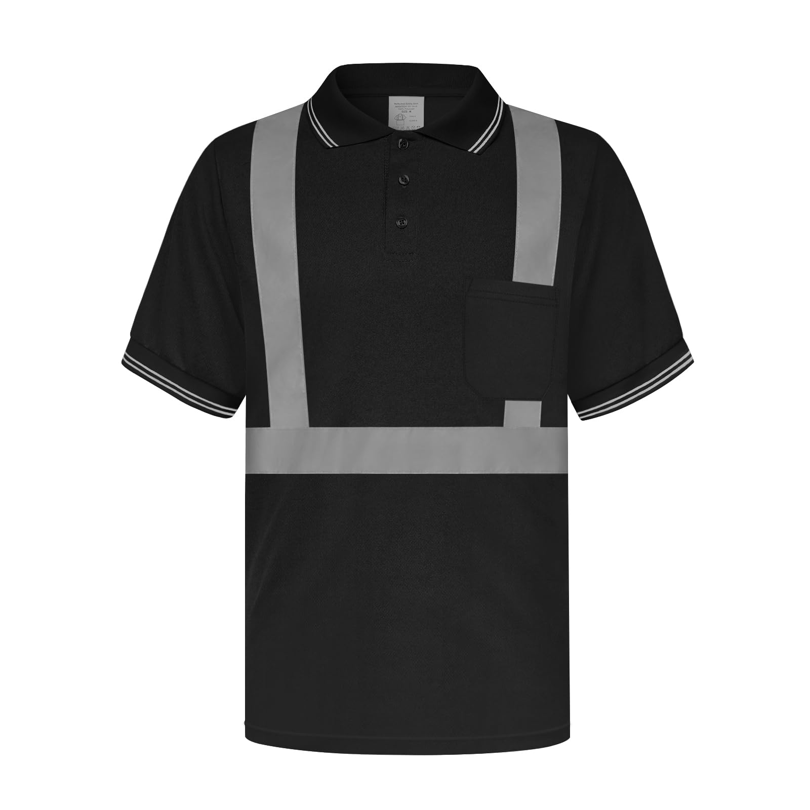 TCCFCCT Reflective Shirts for Men, Safety Polo Shirt for Men Construction Work, Hi Vis Shirts for Men Reflective, Quick Drying, Night Working, PLD-Black-L