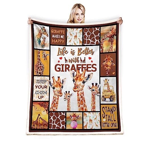 Juirnost Giraffe Blanket Giraffe Fleece Throw Blanket for Women Men and Kids Just A Girl Who Loves Giraffes Blanket 50 x 60 Cozy Fleece Throw Blanket Best Gift Home Decor for Bed Couch Outdoor