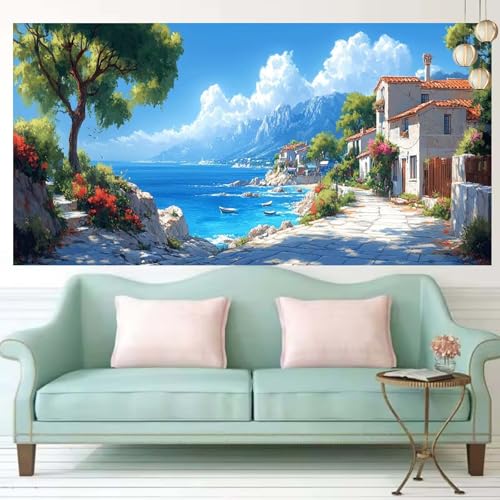 Tableau perle diamant 60x120cm pour décorer votre salon avec une broderie artisanale unique