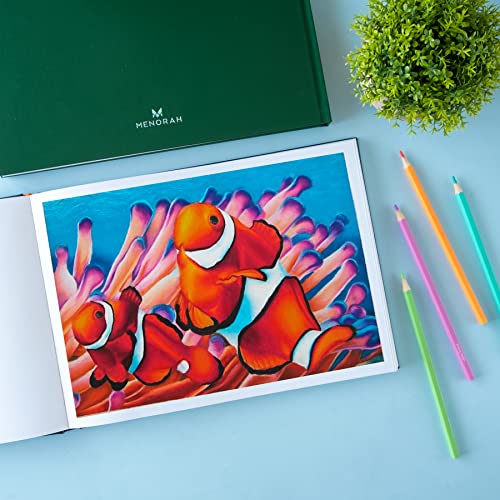 Image of MENORAH - Artist Sketch Book - A4-115 GSM (160 Pages / 80 Sheets) Drawing Notebook - Hard Bound Book - (21.0 cm x 29.7 cm) - Completely Handmade - Landscape- Dark Blue