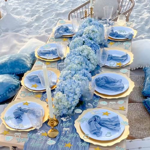 Image of BeYumi Beach Bachelorette Table Confetti - 300Pcs Last Toast on the Coast Confetti Decorations Glitter Wine Cup Ring Seashell Starfish Paper Coastal Decor Ocean Bridal Shower Engagement Party Supplies