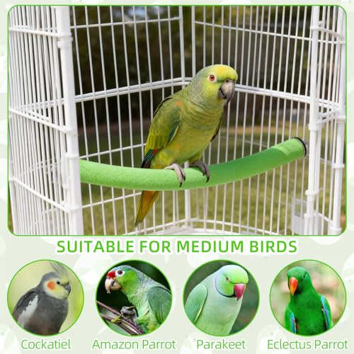 Image of Rypet Parrot Perch Stand Toy Used for Cage Corner for Paw Grinding Clean Stick Exercise, Rough-Surfaced Quartz Bird Perch Standing Cage Accessorie for for Small Parakeets Cockatiel Conures (Green L)