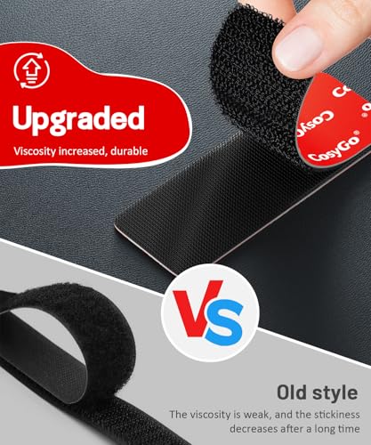 Image of Heat Resistant Hook and Loop Strips, Heavy Duty & Waterproof, Strong Hold for Car Mats Outdoor Indoor Use, 20 Sets 3.2x1.2 Inch Black