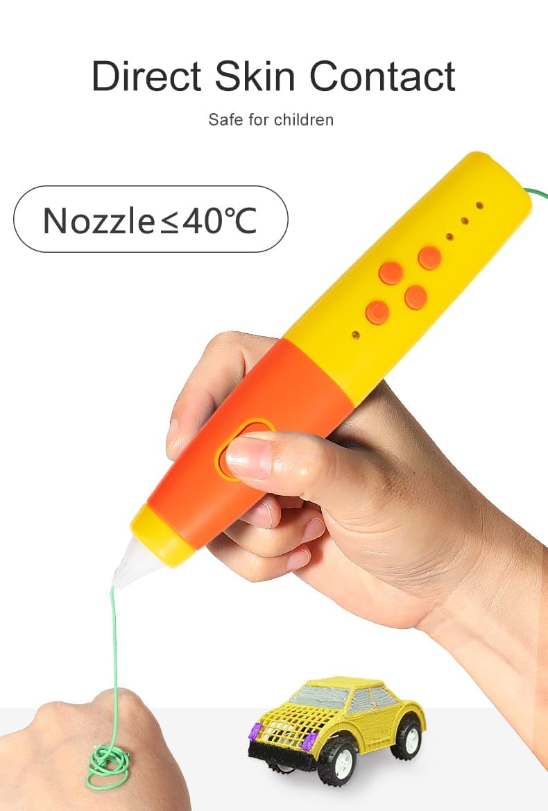 Stylo impression 3D sur batterie pour enfants technologie basse temperature PCL, Stylo 3D sans fil et sans risque de brûlure
