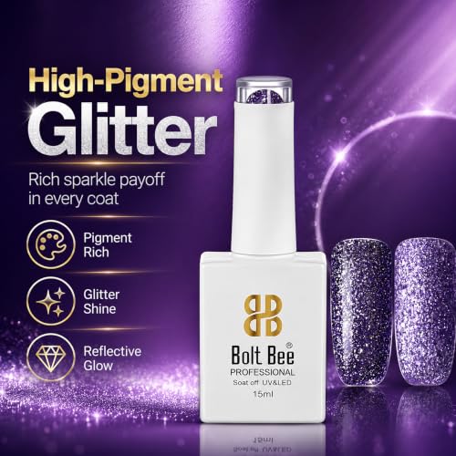 Image of BOLT BEE 15ML Gel Nail Polish 1Pc Clear Pink Glitter Nail Polish Soak Off UV LED Nail Gel Polish Nail Art Starter Manicure Salon DIY at Home, 0.5 OZ (1) (77)
