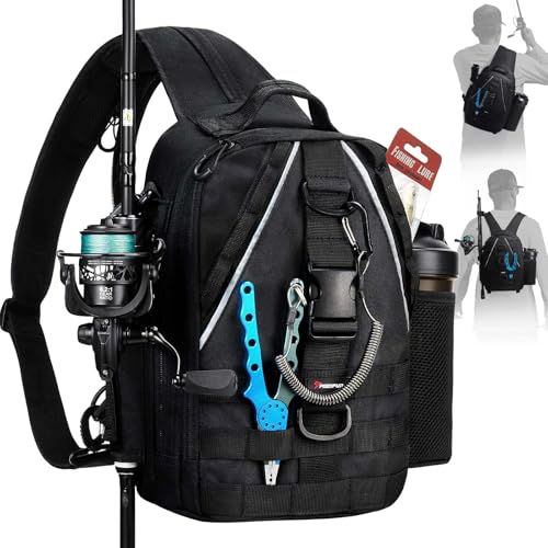 Piscifun Fishing Tackle Backpack with Rod & Gear Holder, Lightweight