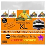 XL Box Set Sleeves (10) No Flap 4mil Thick Strong Polyethylene Plastic for 33rpm LP Vinyl Record Album Boxset (+1 Free Dj Sticker)