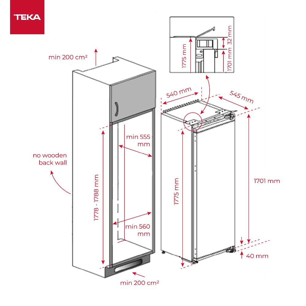TEKA Congelador Total 177 cm, 220 L, Motor Inverter, Sistema Integración Door to Door, Tecnología LongLife No Frost, 6+2 Cajones, Congelación Rápida, Display Electrónico, Modelo RSF 73360 FI