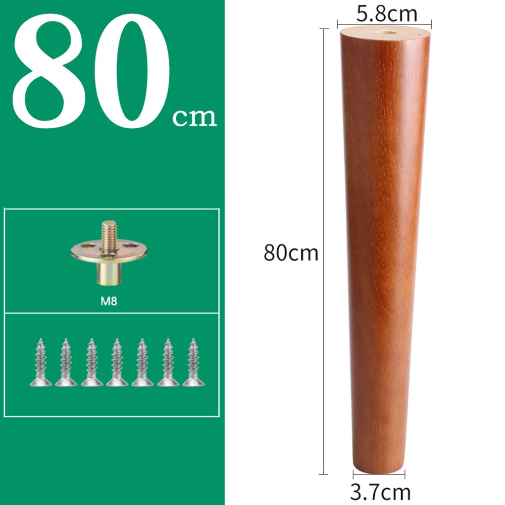 Set di 4 piedini conici per mobili in legno di noce, per divano, tavolo, letto, armadio, vite M8, 80 cm, migliora l'arredamento della tua casa con elegante elevazione